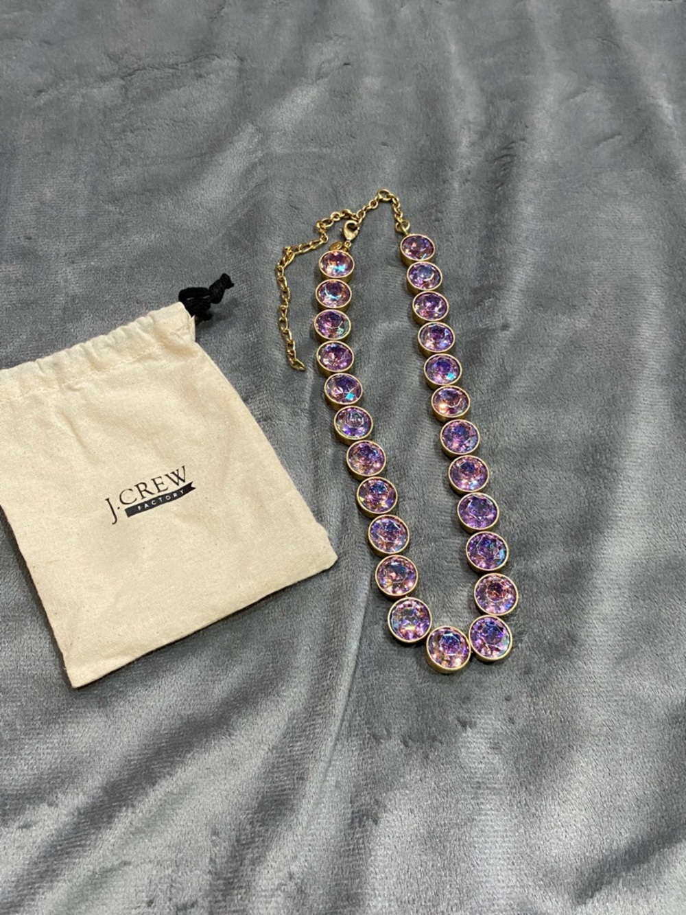 J. Crew Factory Gold-Tone Necklace with Lavender Crystal Discs